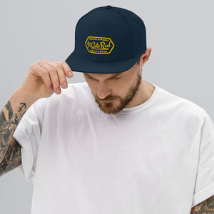 Navy Gold Old School Vintage IGR Fishing Badge Fitted Cap Hat For Fisherman and Anglers
